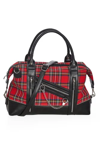 Banned Alternative Schultertasche Edwards Tartan Handschellen Zips Weekender