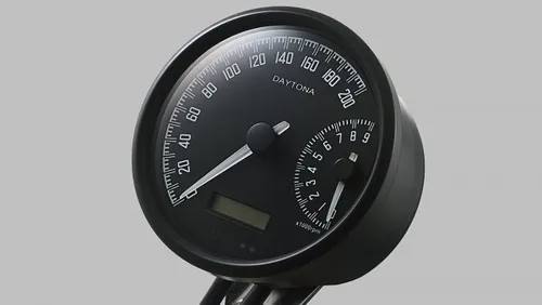 DAYTONA Corp. VELONA W - Digitaler Tacho mit Drehzahlmesser - Motorradzubehör mit digitalem Tacho und Drehzahlmesser, bis 200 km/h und 9000 RPM, runder Ø 80 mm, mit weißer Hintergrundbeleuchtung und Halter für einfache Montage.