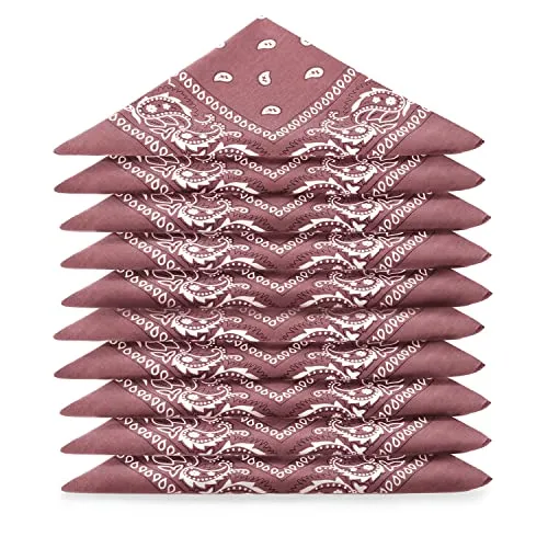 Karl Loven Bandanas 10er Pack 100% Baumwolle Paisley Halstuch Kopf Hals Schal (10er Pack, Braun)
