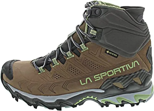 La Sportiva Ultra Raptor II Mid Leather GTX Damen Wanderschuhe – Gr. 38.5 - Hochwertige Wanderschuhe aus Nubuk-Leder, wasserdicht und atmungsaktiv mit GORE-TEX, ideal für Fast Hiking und exzellente Stabilität dank Comfort Collar und stabilisierendem Ferseneinsatz.