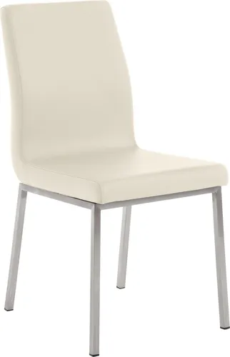Esszimmerstuhl TUTOR - Kunstleder Creme 40x50x88 cm - Robuster Esszimmerstuhl aus Kunstleder mit gepolstertem Sitz für hohen Komfort. Modernes Design, ideal für Esszimmer oder Küche. Pflegeleichte Oberfläche, die sich einfach reinigen lässt. Stabil und langlebig für den täglichen Einsatz.