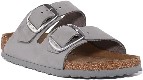 Birkenstock Damen Slides Grey, Größe 42 EU - Komfortable Damen Slides mit anatomischem Fußbett aus Kork und Latex. Ideal für den täglichen Gebrauch, gefertigt aus hochwertigem Nubukleder und Glattleder.
