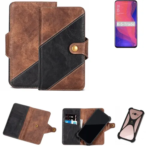 Handy Hülle für Oppo Find X Wallet Case Cover Smartphone Braun