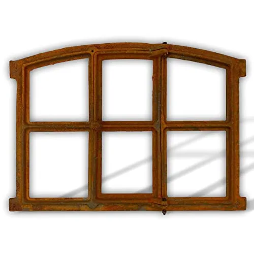 Aubaho Dekoobjekt Stallfenster - Dekoratives Gusseisenfenster im historischen Stil, vielseitig einsetzbar als Fenster, Gitter oder Spiegel. Ideal für Scheunen und Gartenhütten, individuell gestaltbar durch Lackierung.