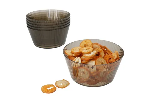 MamboCat Müslischale 6x ToGo Kunststoff-Schale grau 600 ml Camping Outdoor Picknick Dessert, Kunststoff