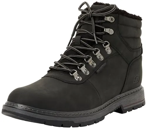Skechers Herren CORADO Boot Stiefel gefüttert wasserfest 205623/BLK Schwarz, Größe 46 EU - Wanderschuhe mit wasserfester Konstruktion, ideal für kalte und feuchte Tage. Genießen Sie höchsten Komfort dank Relaxed Fit Passform und kuscheligem Warmfutter.