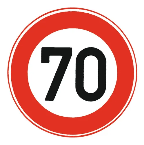 Adco Verkehrszeichen 274-70 Ronde 600 mm 70 km/h RAL-Gütezeichen Folie RA1