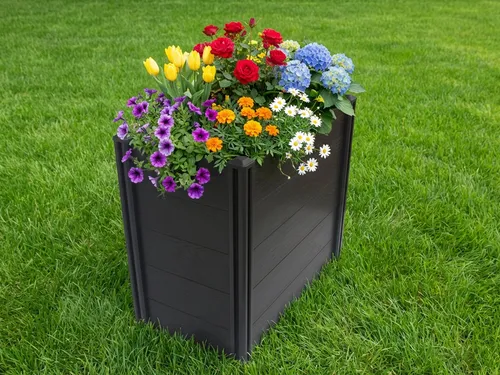 Konifera Hochbeet aus Kunststoff, anthrazit, 88,6cm x 77,4cm x 50cm - Robustes Hochbeet aus PVC in elegantem Anthrazit, ideal für den Garten oder Balkon. Mit einfacher Selbstmontage und umfassender Aufbauanleitung.