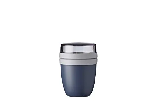 Mepal Müslibecher to go, Klein - Praktischer Joghurtbecher mit Unterteilung - Der Mepal Müslibecher to go bietet zwei separate Behälter für Joghurt und Müsli, ideal für unterwegs. Auslaufsicher, mikrowellengeeignet ohne Deckel und spülmaschinenfest, perfekt für Snacks und Mahlzeiten.