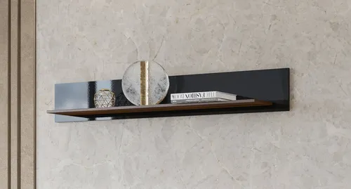 Leonique Wandboard Kasai schwarz - Regal im modernen Design, inspiriert von Kunst und Architektur. Hochglänzende Oberfläche und FSC®-zertifiziertes Material bieten einen Hauch von Luxus für Ihr Zuhause.