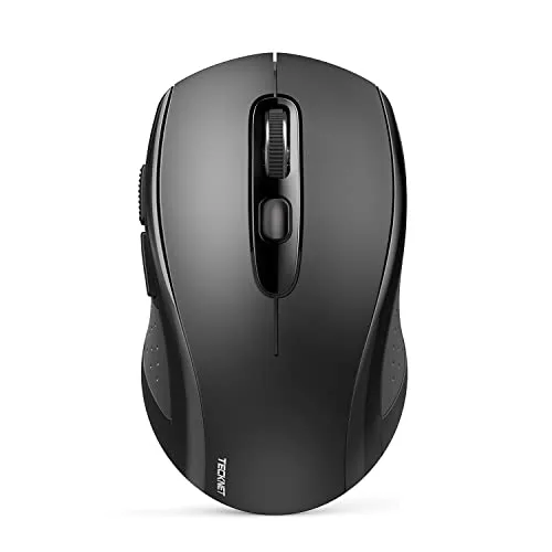 TECKNET Bluetooth Maus, 4000 DPI Maus Kabellos (Tri-Mode: BT 5.0/3.0+2.4GHz) Funkmaus mit USB-Empfänger, Ergonomische Tragbare Mouse Bluetooth für Laptop PC Computer, Mac OS, Android, Windows, Schwarz