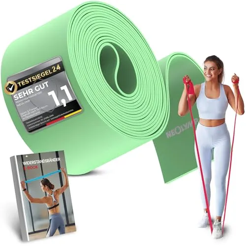 NEOLYMP Widerstandsbänder 15 cm breit - reißfeste Fitnessbänder aus TPE, Gymnastikband - elastische Resistance Bands für Krafttraining, Physio, Pilates (2 m | Grün | 7,5 cm breit | Resistance Band)
