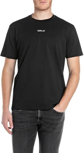 Replay T-Shirt für Männer, Gr. XL, schwarz - Stylisches T-Shirt für Männer von Replay, normaler Schnitt, modischer Aufnäher und aus weichem, elastischem Jersey für hohen Tragekomfort.