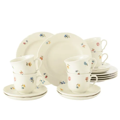 Seltmann Weiden Kaffeeset 18-tlg. MARIE LUISE - Florales Dekor, hochwertiges Porzellan für 6 Personen, ideal für traditionelle und moderne Tafelgestaltungen