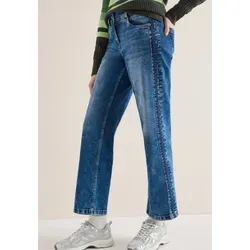 CECIL Weite Jeans Style NEELE Mid Blue mit tonalen Gallonstreifen und Stretch blau 28