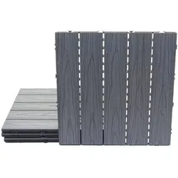 WPC Bodenfliese HHG 173, Holzoptik 50x50cm für Balkon/Terrasse - Die WPC Bodenfliese HHG 173 in Holzoptik eignet sich perfekt für Balkon und Terrasse. Mit einem einfachen Stecksystem und hoher Belastbarkeit ist sie ideal für Innen- und Außenbereiche einsetzbar.