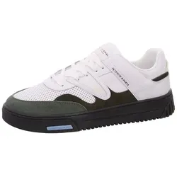Scotch & Soda New Cup Schnürschuh 44 - Weiß/Army - Eleganter Schnürschuh in Größe 44 aus hochwertigem Leder mit synthetischem Innenmaterial. Ideal für stilvolle Outfits und höchsten Tragekomfort.