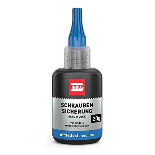 INBUS 79560 Schraubensicherung mittelfest - 20g Made in Germany, verhindert ungewolltes Lösen und dichtet gegen Wassereintritt