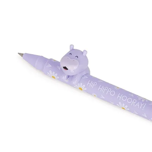 Legami Gel Stift Hippo Lovely Friends - Nachfüllbarer Gel Pen mit Deko-Tierchen