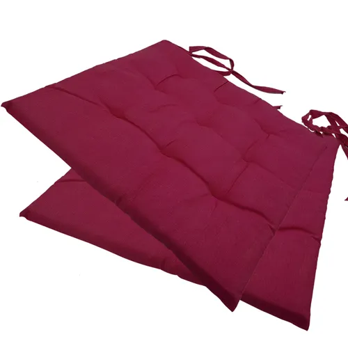 Stuhlkissen 40x40 cm ComfySeat - Sitzkissen mit Bändern / Schleife, 9-fache Steppung - Indoor & Outdoor, Farbe:Berry, Set:2er Set