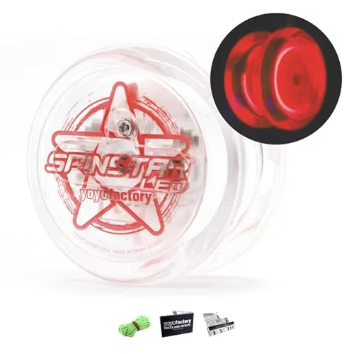 YoYo Factory Spinstar LED JoJo Leuchtend - Mit Leerlauf & Kugellager - Leuchtendes Yoyo für Kinder & Anfänger – Fidget Toy für JoJo Tricks & Spielspaß - Rot