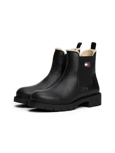 Tommy Jeans TJW Chelsea Boot WL Damen Schuhe - Stylische Chelseaboots aus Leder mit elastischem Einsatz und Blockabsatz, ideal für lässige Outfits und den täglichen Gebrauch.