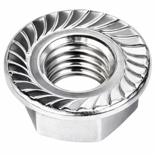 Sperrzahnmuttern M6 (DIN 6923) | Rostfreier A2 V2A Edelstahl Inox | Edelstahlmuttern Flanschmuttern Bundmuttern mit Zahnrippen UKV Sperrverzahnung | 50 Stück