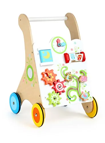 small foot Lauflernwagen Kunterbunt - Multifunktionales Motorikspielzeug aus Holz mit gummierten Rädern, ideal für die motorische Entwicklung ab 1 Jahr.