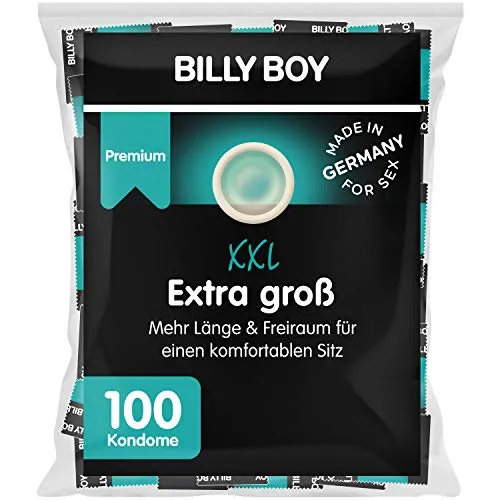 Billy Boy Extra Groß Kondome - XXL Größe, extra lang (195mm) und breit (bis zu 62mm), für maximalen Komfort und sicheren Schutz, 100 Stück