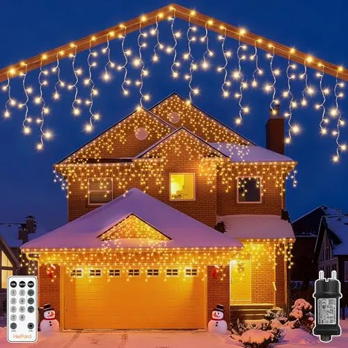 HeiPard Eisregen Lichterkette Außen 16m mit 648 LEDs - Eisregen Lichterkette für den Außenbereich: 16,2 m mit 108 Eiszapfen, 8 Leuchtmodi und 4 Helligkeitsstufen. Ideal für Balkon und Fenster, wasserdicht (IP44) und mit komfortabler Fernbedienung. Perfekte Weihnachtsdeko für jede Jahreszeit.