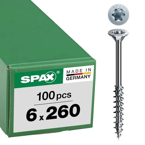 SPAX Universal Schrauben Senkkopf T-Star plus WIROX 6x260/65 mm - Eisenwaren mit T-STAR plus Antrieb für sicheren Sitz und müheloses Verschrauben, ideal für Holz- und Metallverbindungen ohne Vorbohren.