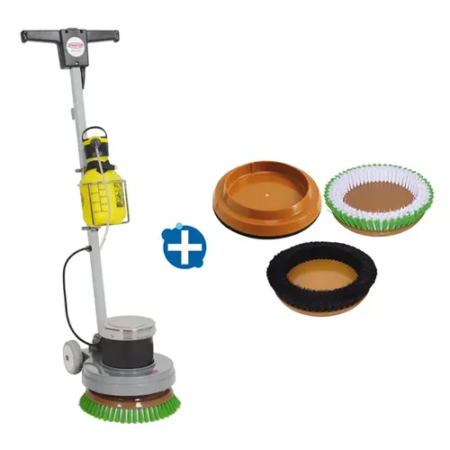 Sprintus EEM 13 R SET Exzentermaschine - Einscheibenmaschine mit Exzenterantrieb, leicht und ideal für Treppen, inkl. Scheuer- und Shamponierbürste für vielseitige Anwendungen auf Hartböden und Teppichen.