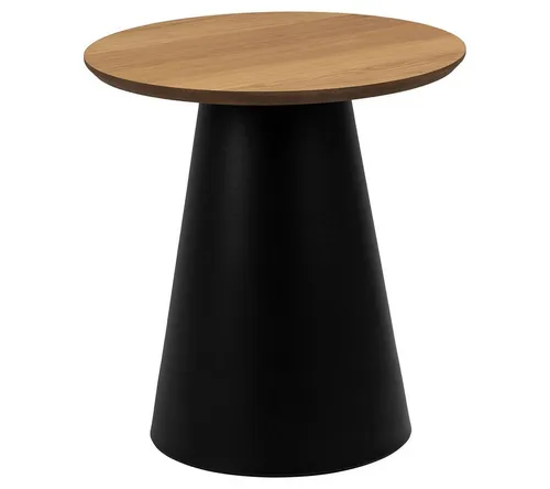 Couchtisch Nicola – Holzfarben, Ø 45 cm - Runder Couchtisch Nicola im modernen Industrial-Look mit hochwertiger Eichenfurnierplatte und stabilem Metallgestell. Ideal für stilvolle Wohnräume und bequem zu kombinieren.