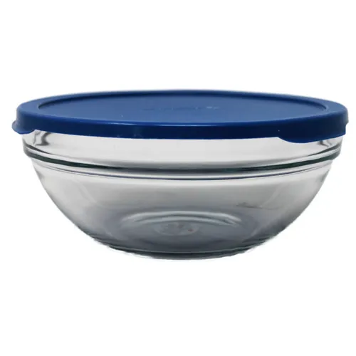 Pasabahce Chef Schüssel aus Glas rund mit blauem Deckel 23cm