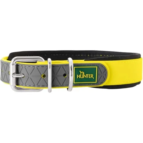 Hunter Collar Convenience Comfort - Neongelbes Hundehalsband für aktive Hunde - Weiteres Autozubehör: Bequemes Hundehalsband in Neongelb für Halsumfang 47-55 cm, ideal für aktive Vierbeiner und den täglichen Gebrauch.