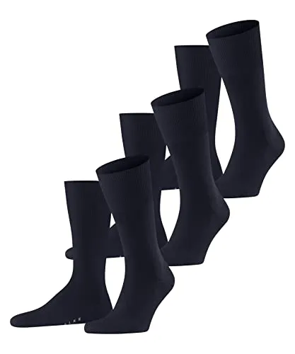 FALKE Herren Socken Airport Multipack M - 3 Paar in Blau Dark Navy - Hochwertige Anzugsocken aus Wolle und Baumwolle, fusselfrei und ideal für Business und Freizeit. Komfortable Passform und flache Naht für höchsten Tragekomfort – perfekt für den Winter.