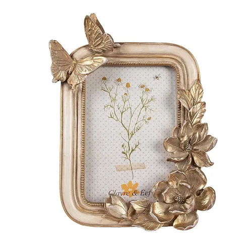 Clayre & Eef Romantischer Bilderrahmen mit Schmetterlingen in Roségold 10x15 - Eleganter Bilderrahmen im romantischen Design, ideal für Ihre schönsten Erinnerungen. Verleihen Sie Ihrem Zuhause einen Hauch von Stil.
