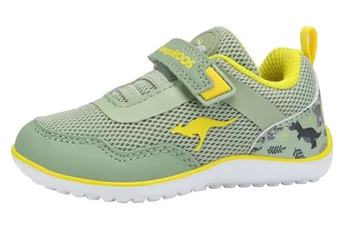 KangaROOS K-BFI Roots EV Barfußschuhe, Desert sage/Dino, 25 EU - Maximale Bewegungsfreiheit für kleine Füße! Atmungsaktives Mesh und strapazierfähiges PU sorgen für Komfort, während die flexible Gummisohle ein natürliches Laufgefühl unterstützt.