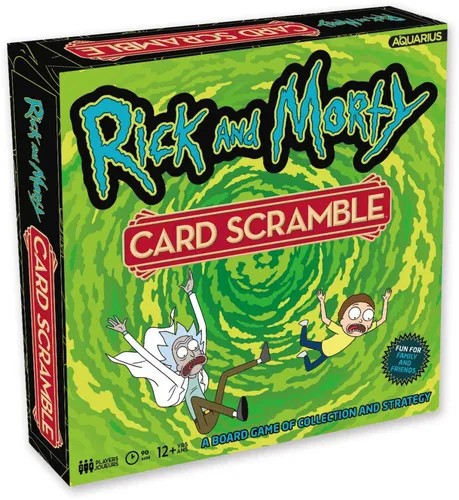 Rick and Morty Brettspiel Card Scramble - Englische Version - Gesellschaftsspiel für Fans von Rick and Morty, voller witziger Karten und strategischer Herausforderungen, ideal für Spielabende mit Freunden.