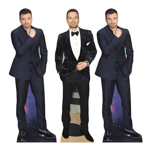 Star Cutouts CS1237 Sebastian Stan Regal Top Cutout Pack of Three Cardboard Cutouts Height 31cm - Ideal for Fan Theme, Parties, Birthdays, Surprise Gifts & Room Decorations & Events