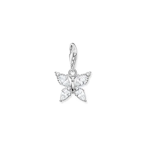 THOMAS SABO Charm-Anhänger Schmetterling mit weißen Steinen - Eleganter Clasp Charm aus 925 Sterlingsilber, ideal für Charm-Armbänder und Ketten. Einzigartiges Geschenk für besondere Anlässe, das stilvolle Akzente setzt.