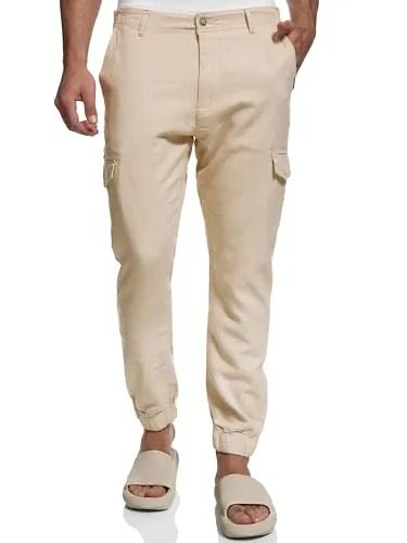 Indicode Leinenhose Booth mit 6 Taschen - Wanderhosen aus 55% Leinen und 45% Baumwolle, pflegeleicht und elastisch, ideal für aktive Abenteuer mit 6 praktischen Taschen.