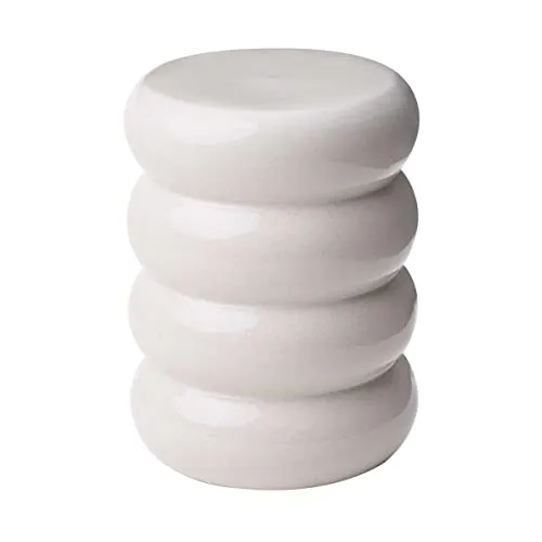 BUTLERS ARTISTA Beistelltisch/Hocker kurvig – Weiß-Creme - Stylischer Beistelltisch/Hocker mit 120 kg Belastbarkeit. Ideal als flexibles Möbelstück für jeden Raum. Maße: Ø 34 cm, Höhe 44 cm.