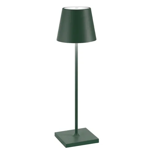 Zafferano Poldina Pro Dark Green LED-Tischlampe - Klassische Tischleuchte, wiederaufladbar und dimmbar mit bis zu 12 Stunden Akkulaufzeit. Perfekt für Innen- und Außenbereiche, bietet warmes Licht in modernem Design.