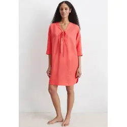 Leichtes Strandkleid von Marc O'Polo, V-Ausschnitt und seitliche Schlitze - Sommerkleider für stilvolle Auftritte, leichtes Material und luftige Passform für maximalen Komfort an heißen Tagen.