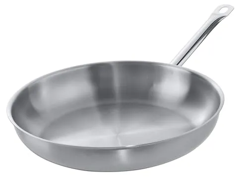 METRO Professional Bratpfanne 28 cm – Edelstahl 18/10 - Pfanne aus Edelstahl mit induktionsgeeignetem Sandwichboden für gleichmäßige Wärmeverteilung, ofenfest und ideal für alle Herdarten.