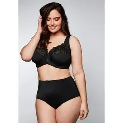 Sheego Bügel-BH Große Größen mit transparenter Spitze schwarz 90 - Funktionsunterwäsche mit breiten Trägern für optimalen Halt, gefüttert ohne Schale für angenehmen Tragekomfort und ideal für große Größen.