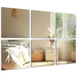 Tulup Spiegelfliesen Selbstklebend - 6er Set Glamour 30x30 cm - Moderne, selbstklebende Dekorationsfliesen für kreative Wohnideen. Perfekt zur individuellen Gestaltung von Wänden und Möbeln.