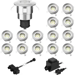 LED Boden-Einbauleuchte Atria - 15er Set für außen, kalt-weiß - Lampen - Energieeffiziente LED Technologie mit 14 lm, robustes Aluminiumgehäuse, IP65 Schutz für dauerhafte Außenbeleuchtung, begeh- und befahrbar bis 400 kg.