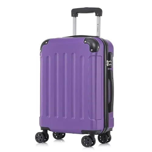 YONSLY Koffer Suitcase M Lila - Robuster Trolley für Reisen - Der YONSLY Koffer Suitcase M in Lila überzeugt durch sein leichtes, stoßfestes ABS-Material und die leisen 360°-Doppelrollen. Ideal für Langstreckenreisen und den täglichen Gebrauch, mit integriertem Sicherheitsschloss für sorgenfreies Reisen.